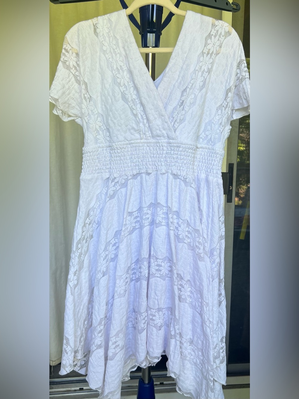 Rabbit Rabbit Rabbit White Lace V-Neck Midi Dress